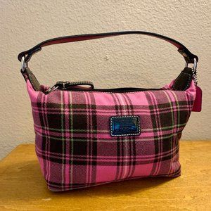 Coach Pink Plaid Wool Small Handbag